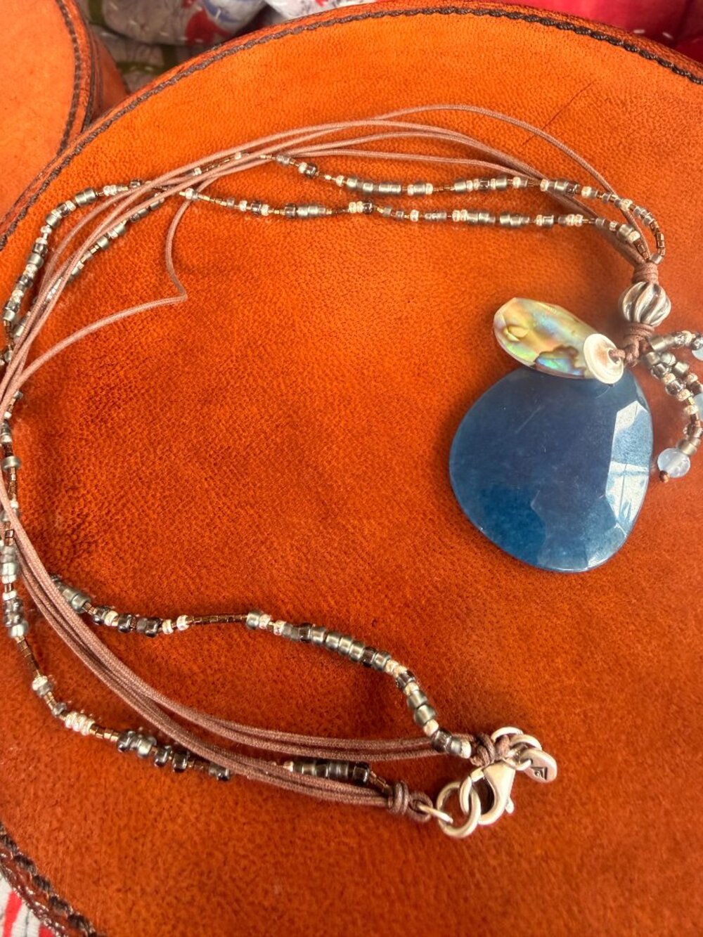 SILPADA N2227 Indigo Mood Necklace 22" Blue Quartzite Abalone Sterling Silver